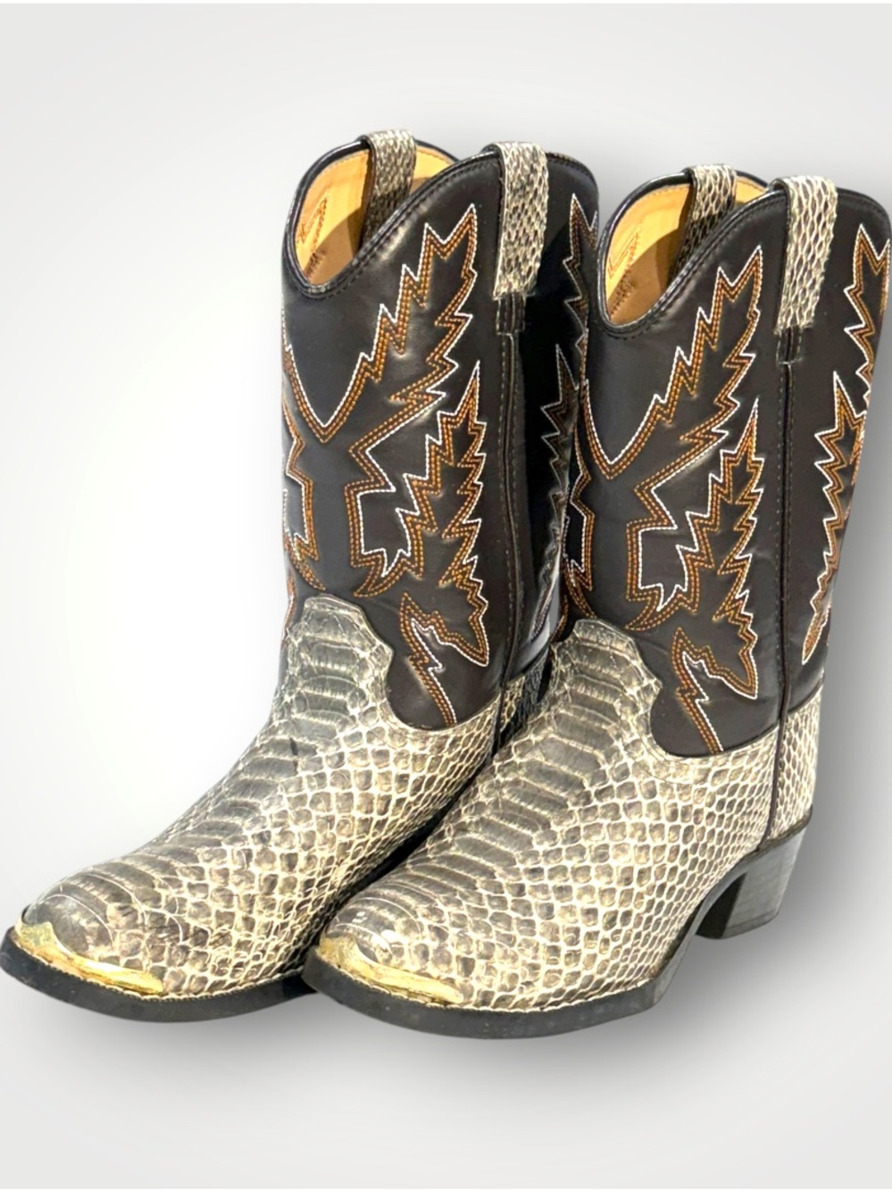 Durango Kids Boys Girls Gray Leather Snake Skin Cowboy Boots